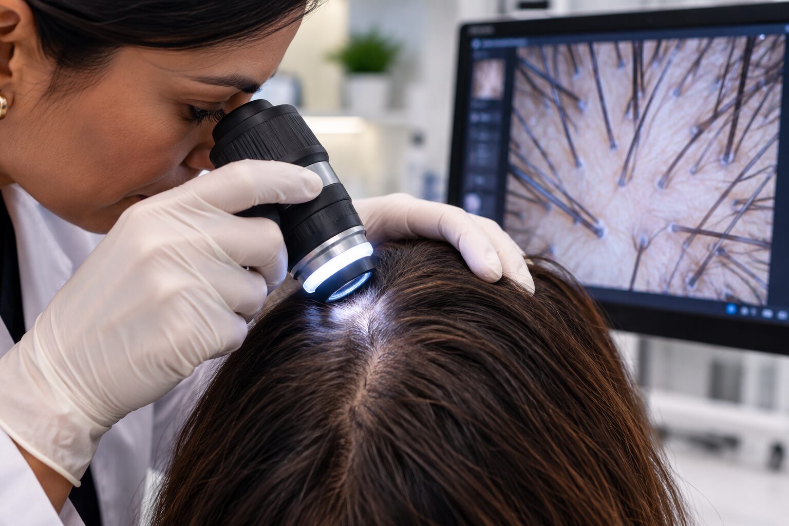 Trichoscopy scalp examination