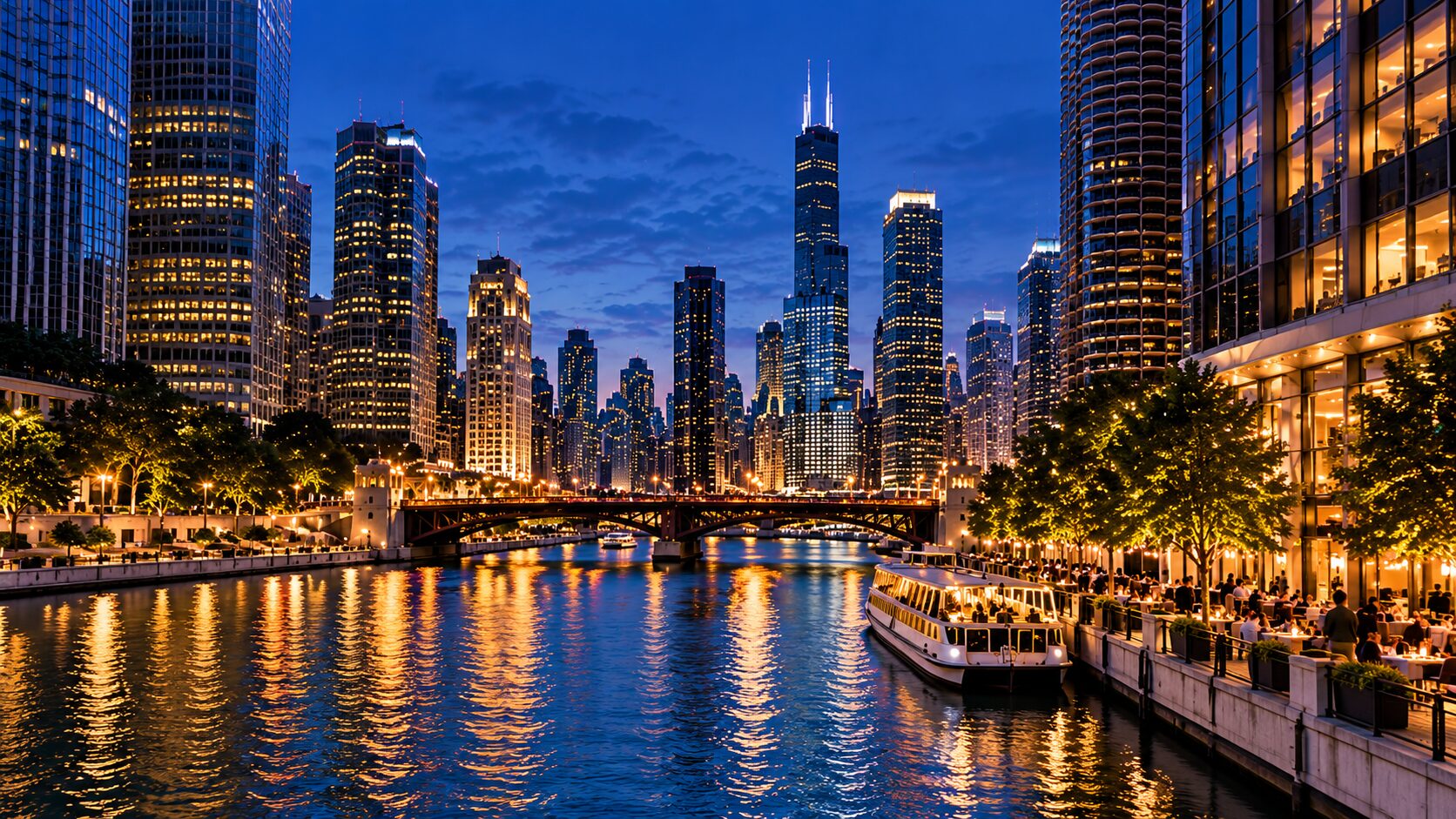 Chicago River and skyline